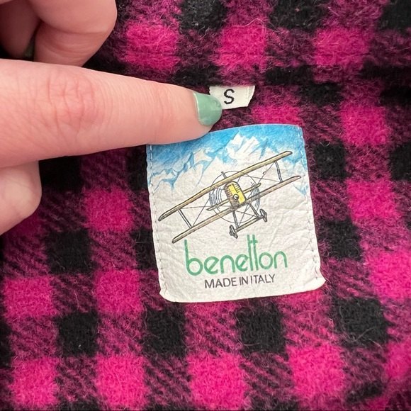 Benelton Made in Italy Checkered Shacket Pink Black - Picture 14 of 14